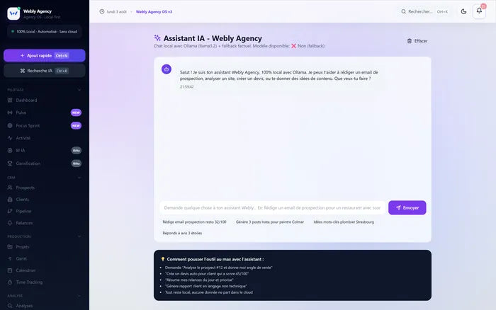 Assistant conversationnel intégré au logiciel.