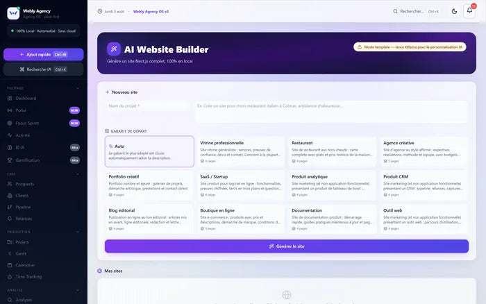 Générateur de site web assisté par IA.