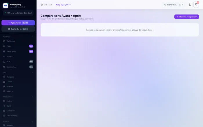 Comparaison avant/après d'un site client.