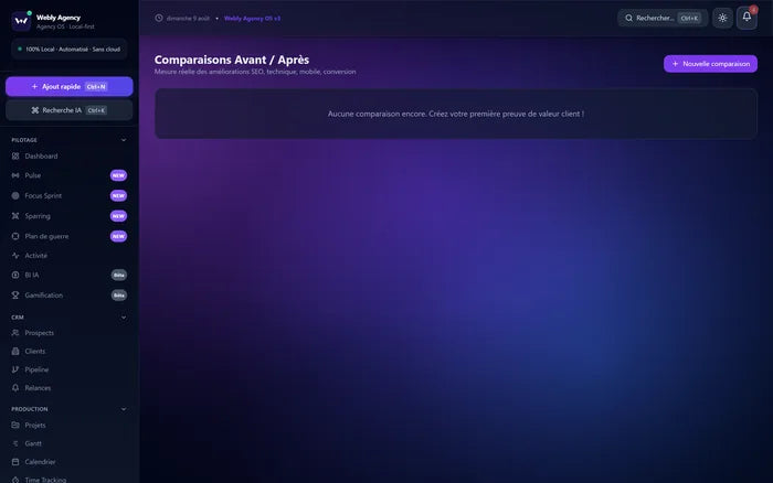Comparaison avant/après d'un site client.