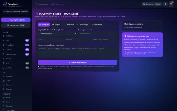 Studio de contenu générant des textes marketing.